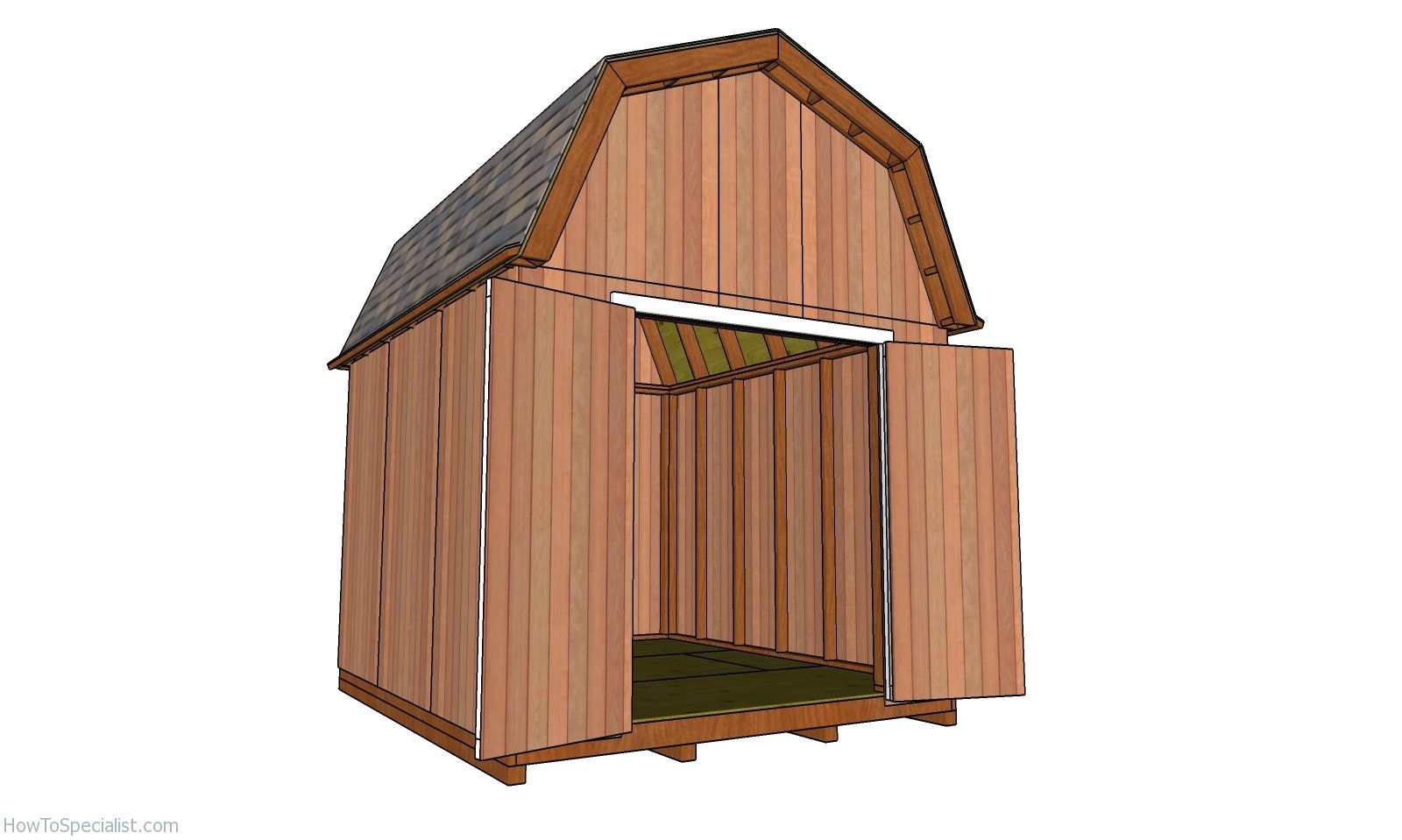 10x12 Gambrel Shed plans - doors open