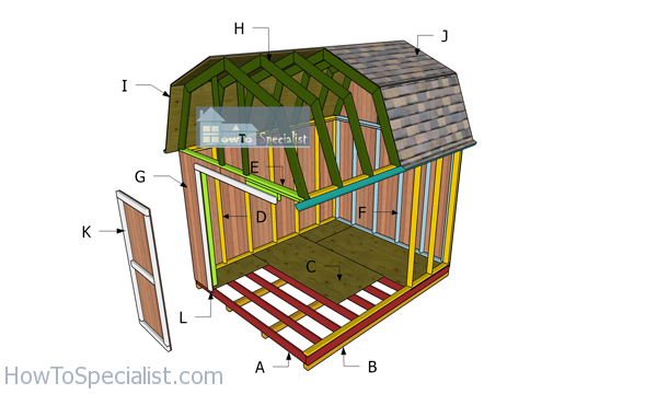 10x12 Gambrel Shed - Free DIY Plans | HowToSpecialist - How to Build ...