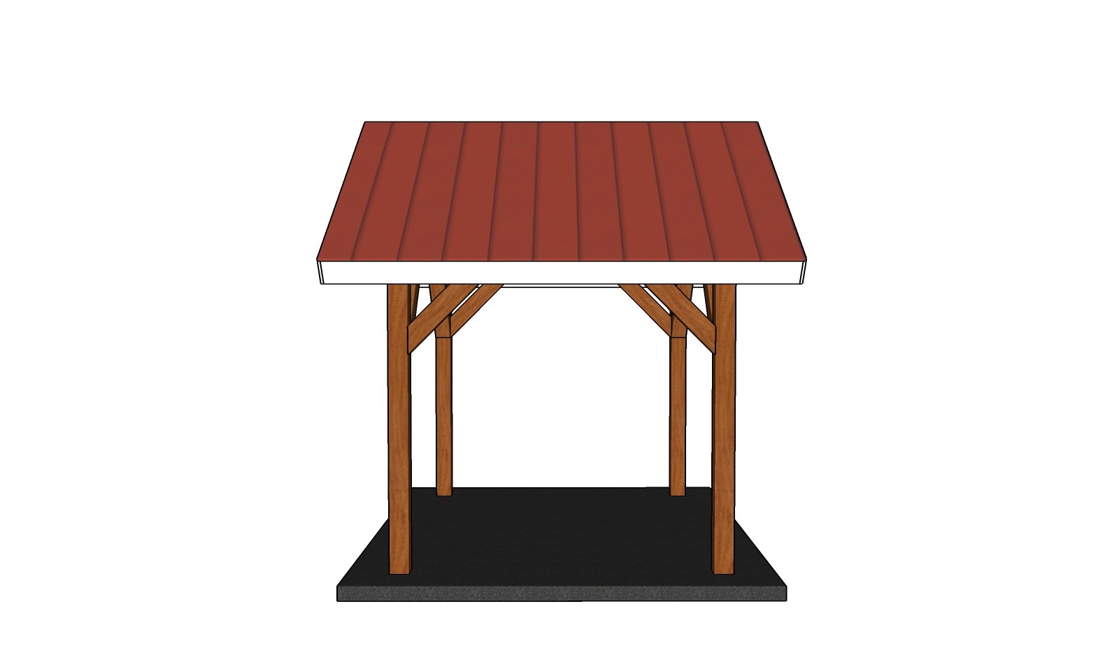 10x8 Gable Pavilion Plans - side view