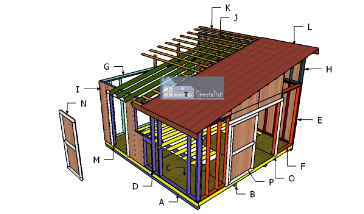 16×16 Lean to Shed Roof Plans | HowToSpecialist