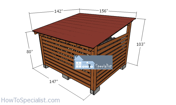 10x12-firewood-shed-plans---overall-dimensions