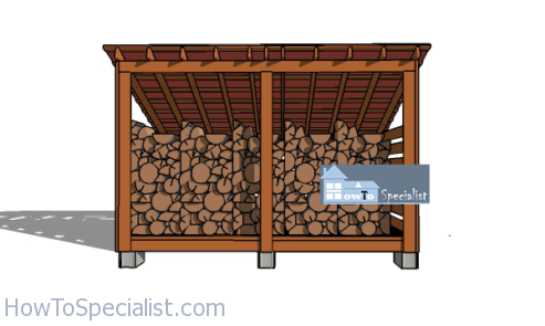 4-cord-firewood-shed-plans---front-view