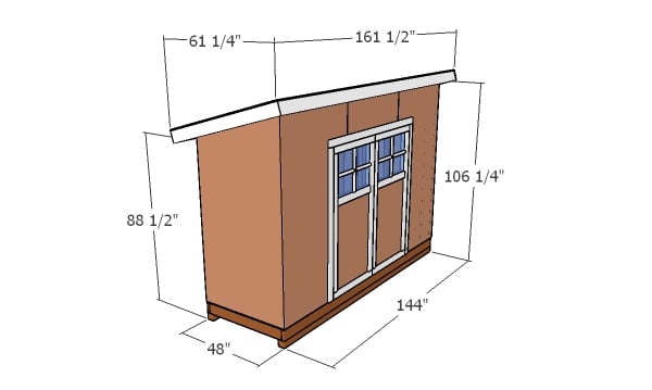 4x12 Lean to Shed Plans - overall dimensions