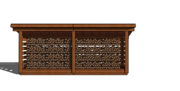 3x16 firewood shed plans - front view