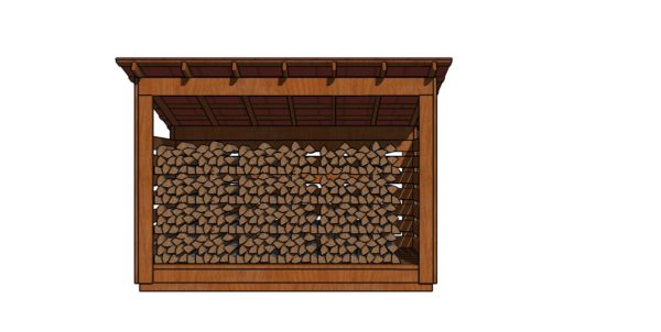 4x10 firewood shed plans - front view