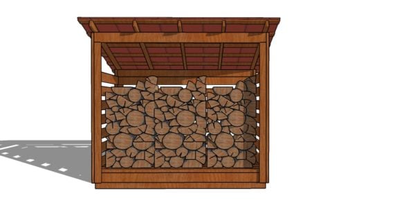 4x8 firewood shed plans - front view