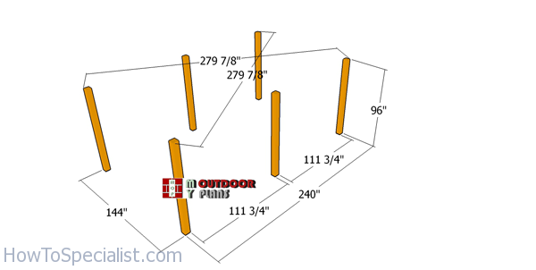 Laying-out-the-posts-large-pergola