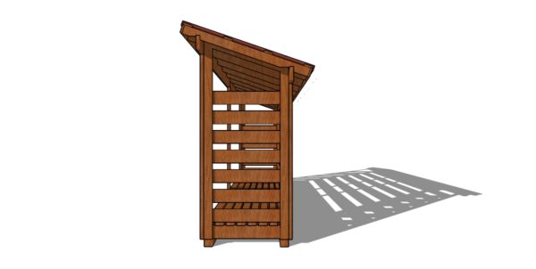 3x20 Firewood Shed Plans - side view