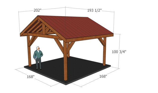 14×14 Pavilion Plans dimensions | HowToSpecialist - How to Build, Step ...