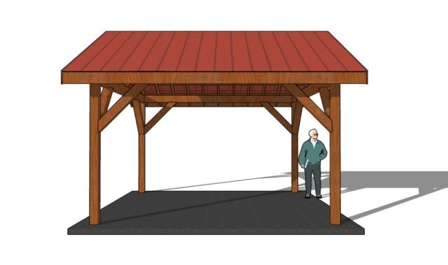 14x14 Pavilion Plans - side view