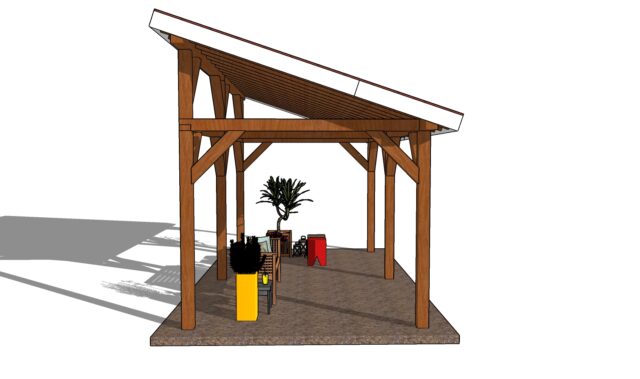 10x20 Lean to Pavilion Plans - side view