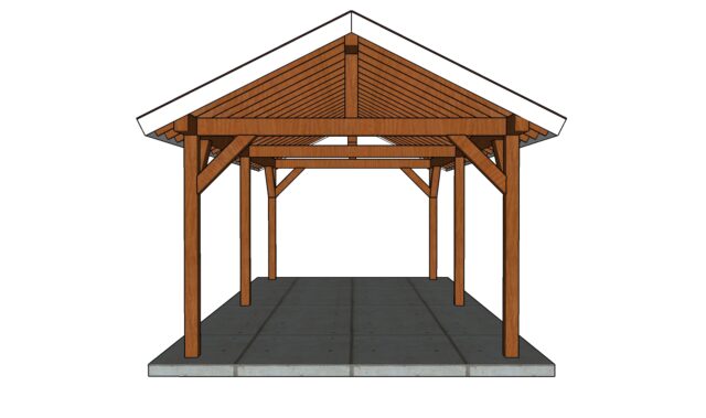 12x24 Gable Pavilion Plans - front view