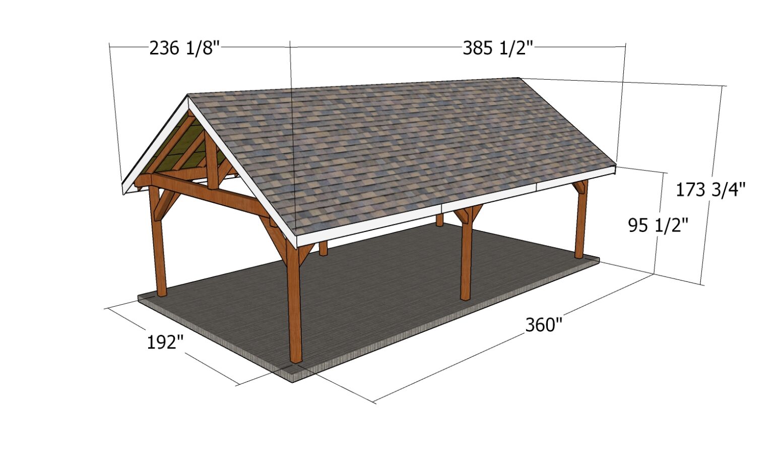 16x30 Gable Rectangular Gazebo - DIY Plans