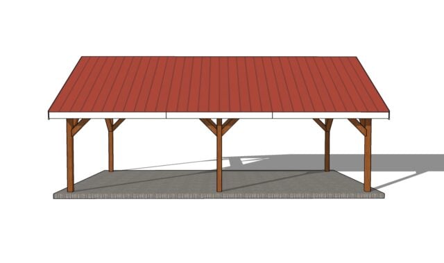 16x30 Gable Pavilion Plans - side view