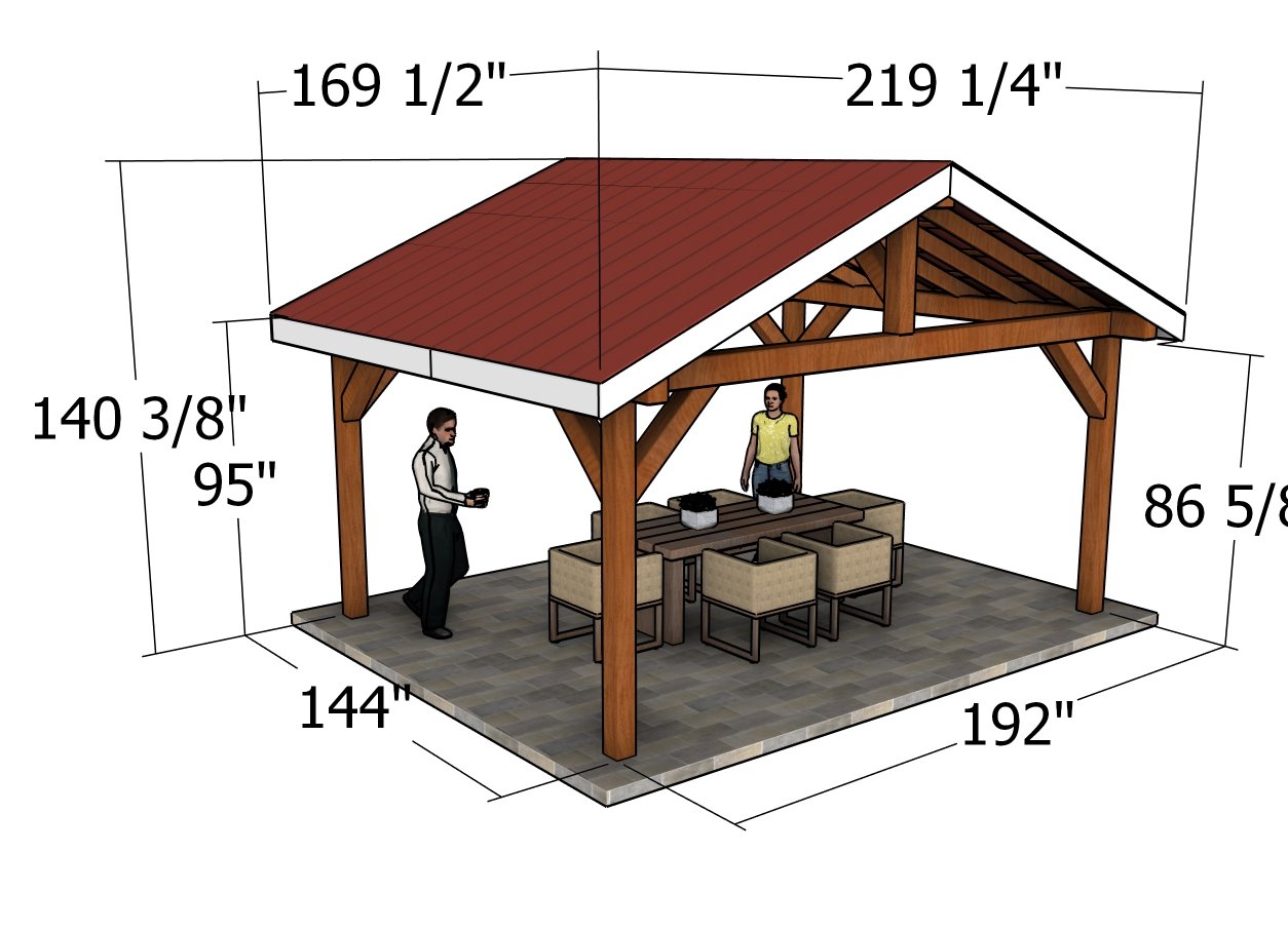 16x12 pavilion plans - dimensions