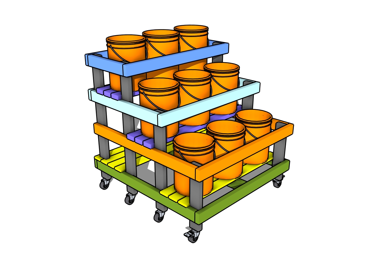 9 bucket garden stand plans