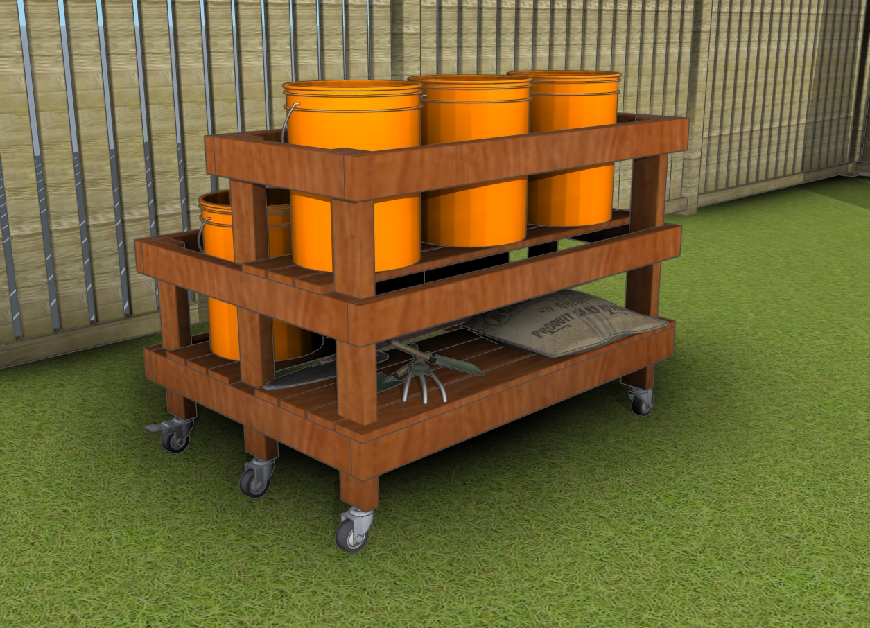 Bucket garden stand plans - back view