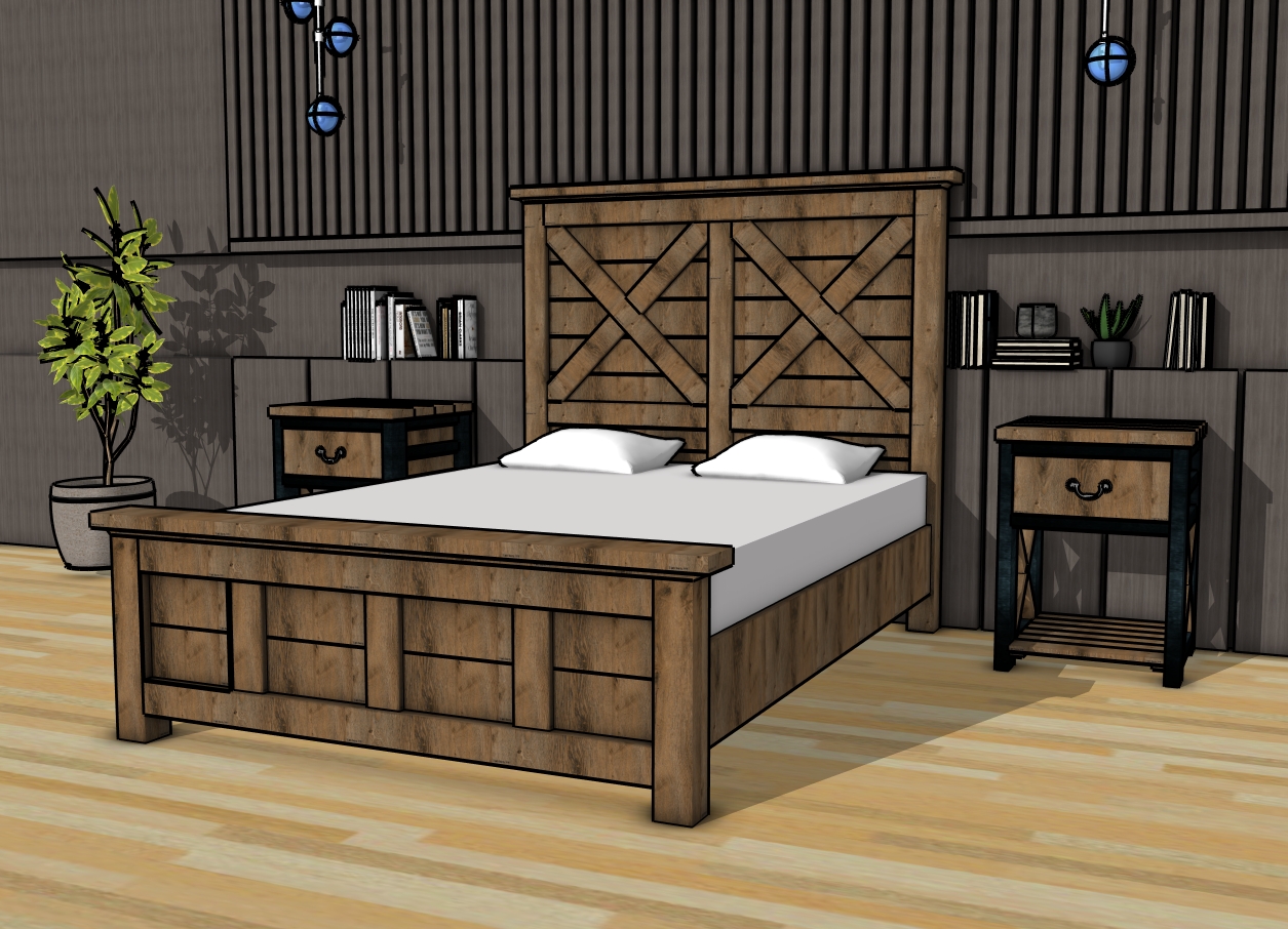 Farmhouse bed frame plans - queen size