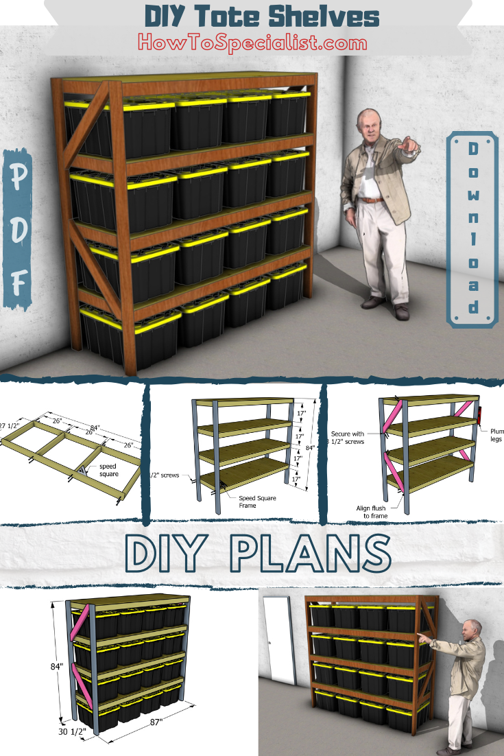 27 gallon tote storage shelves - diy plans