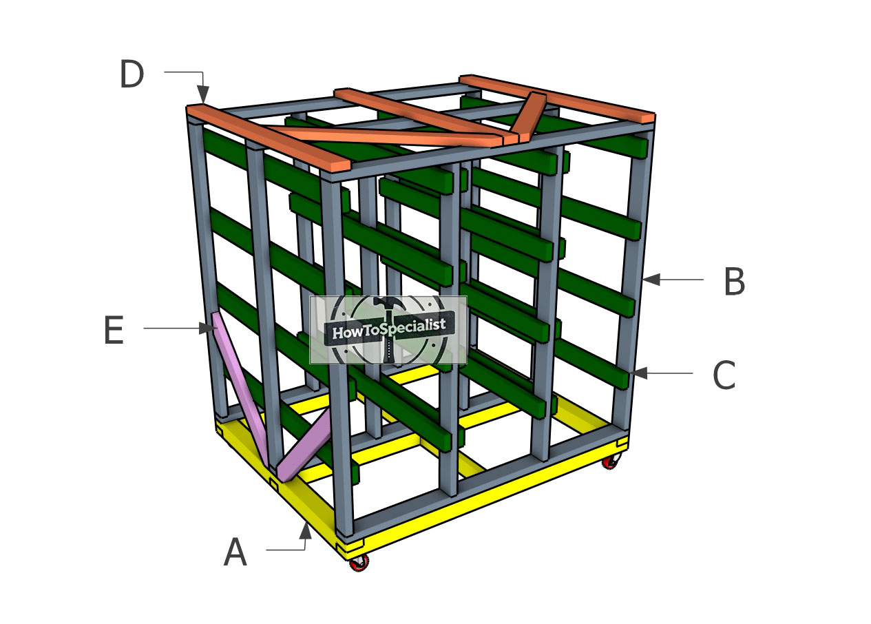 Making-a--tote-storage-rack-on-casters