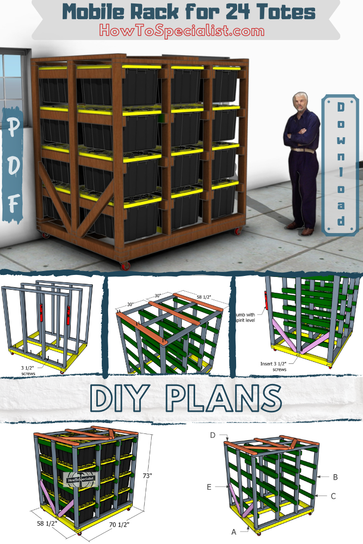 Mobile rack for 25 storage totes